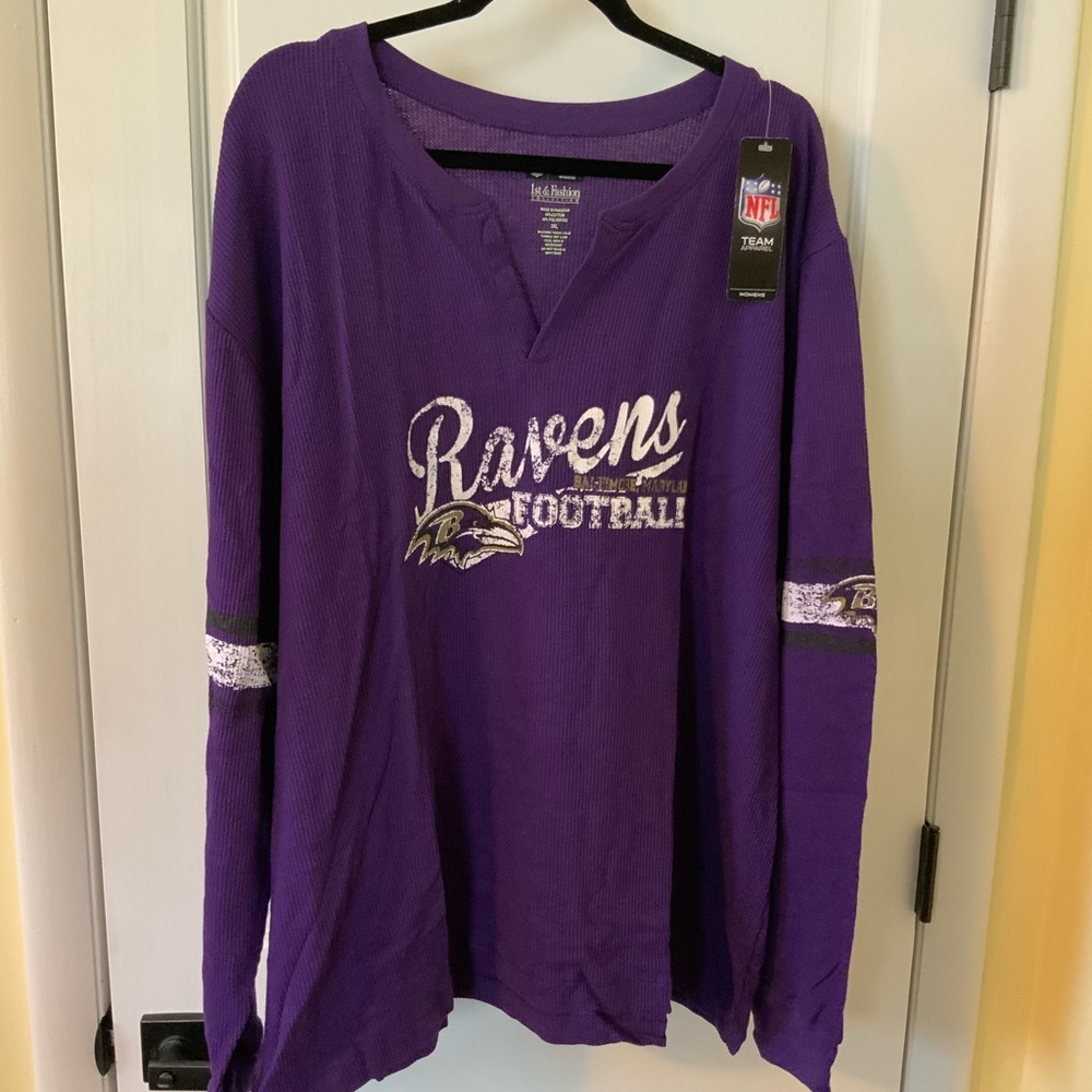 NWT- Plus size Baltimore Ravens NFL waffle knit long sleeve shirt in 3X
